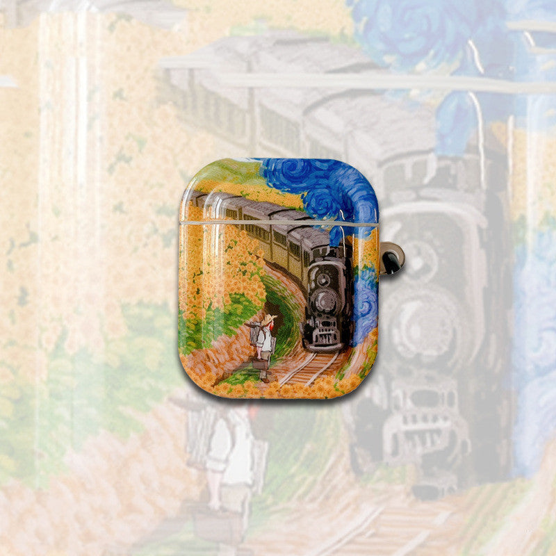 Sunflower Serenity: Van Gogh-Inspired Bluetooth Earplug Protective Case