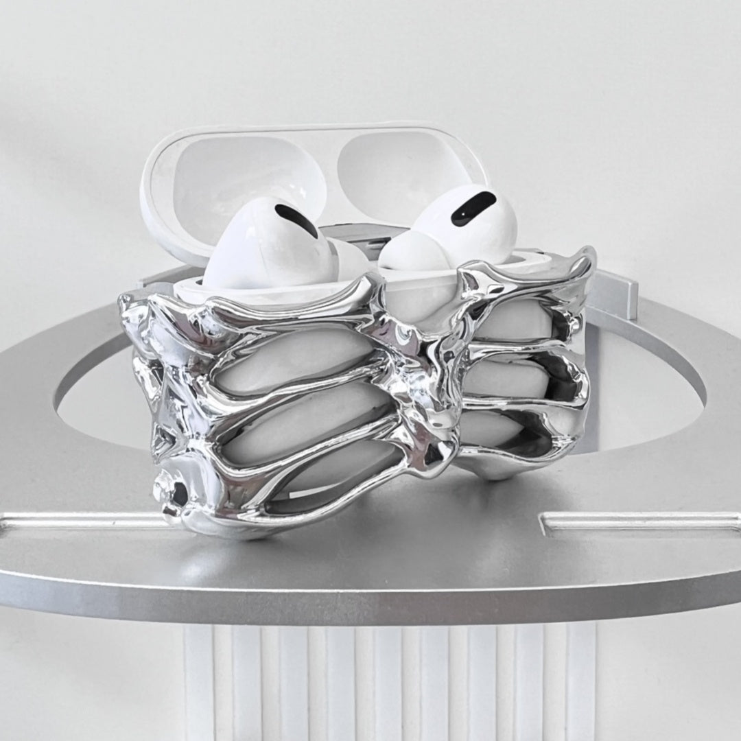 Silver Bones: Electroplated Metal Coated AirPods Case
