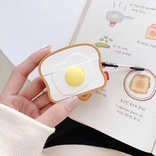 Breakfast Buddy: Bread and Egg Silicone AirPods Case