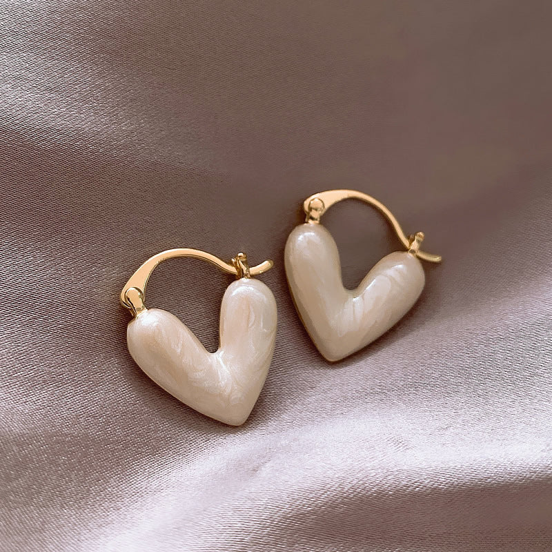 Heart Charm: Fashion Drop Earrings with Enamel Pendant
