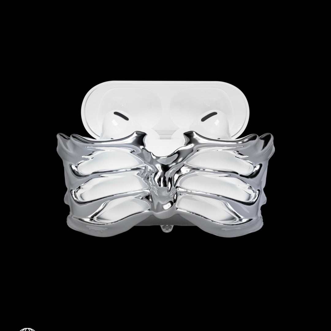 Silver Bones: Electroplated Metal Coated AirPods Case