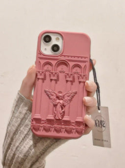 Heavenly Touch: 3D Angel Silicone Soft Phone Case - Retro French Design