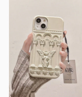 Heavenly Touch: 3D Angel Silicone Soft Phone Case - Retro French Design
