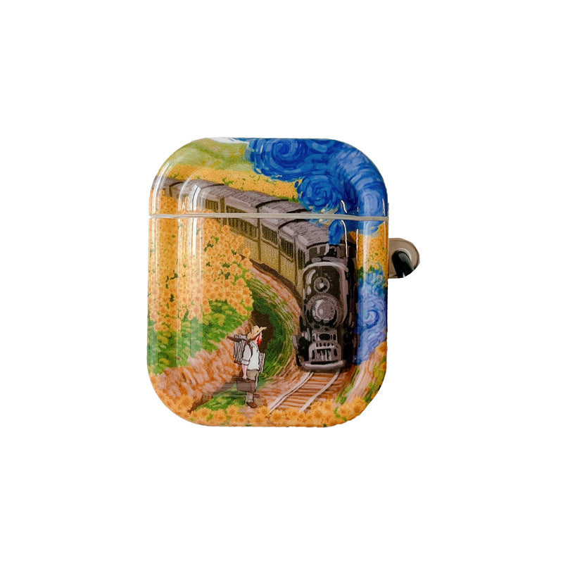 Sunflower Serenity: Van Gogh-Inspired Bluetooth Earplug Protective Case