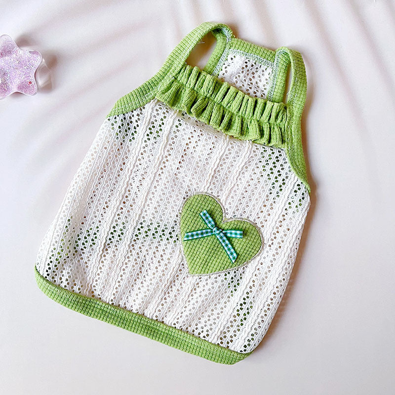 Sweetheart Breezes: Cool Breathable Embroidered Vest for Cats and Dogs
