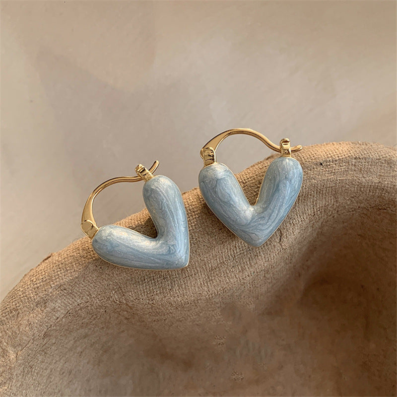 Heart Charm: Fashion Drop Earrings with Enamel Pendant