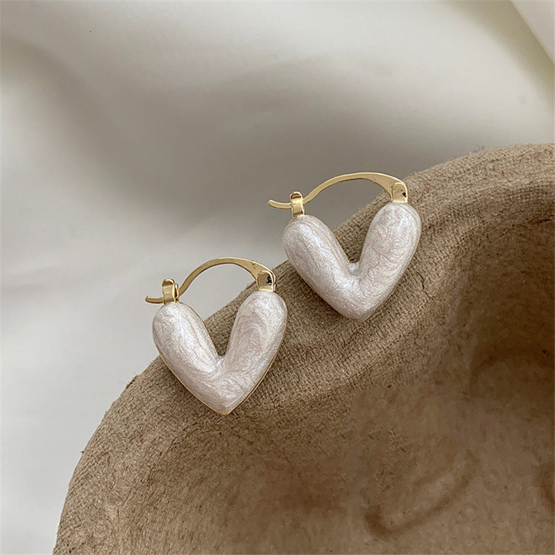 Heart Charm: Fashion Drop Earrings with Enamel Pendant