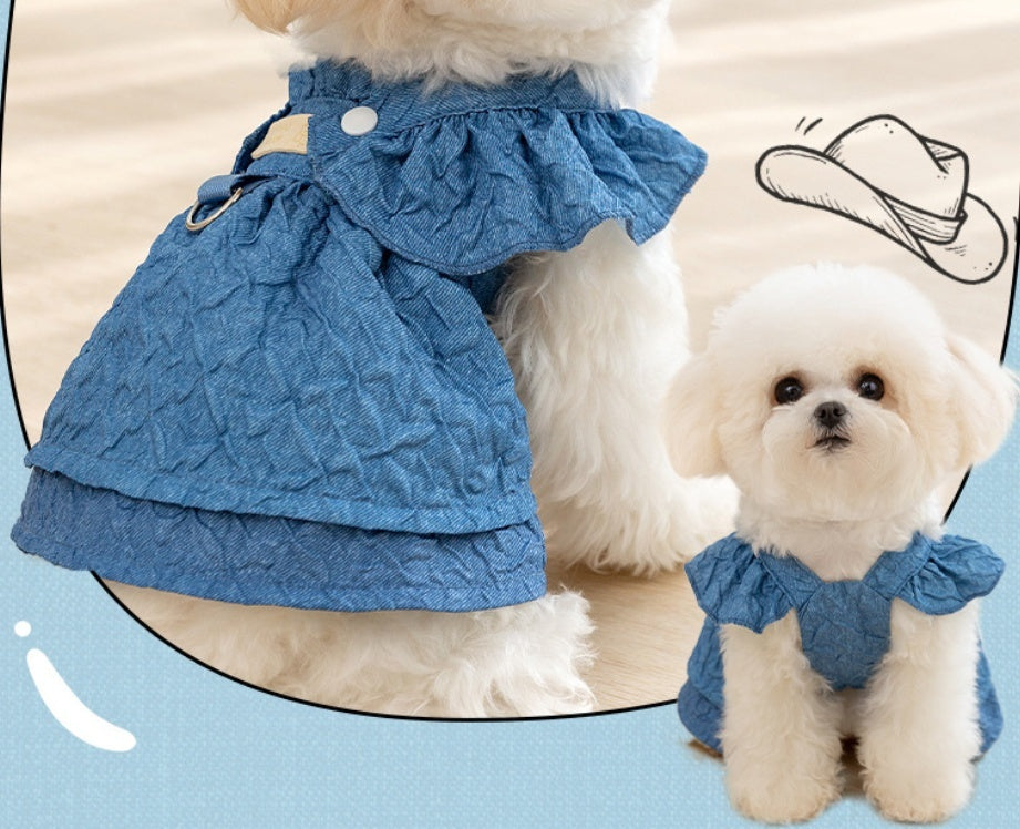 Classic Cool: Thin Denim Dress for Small Dogs and Cats
