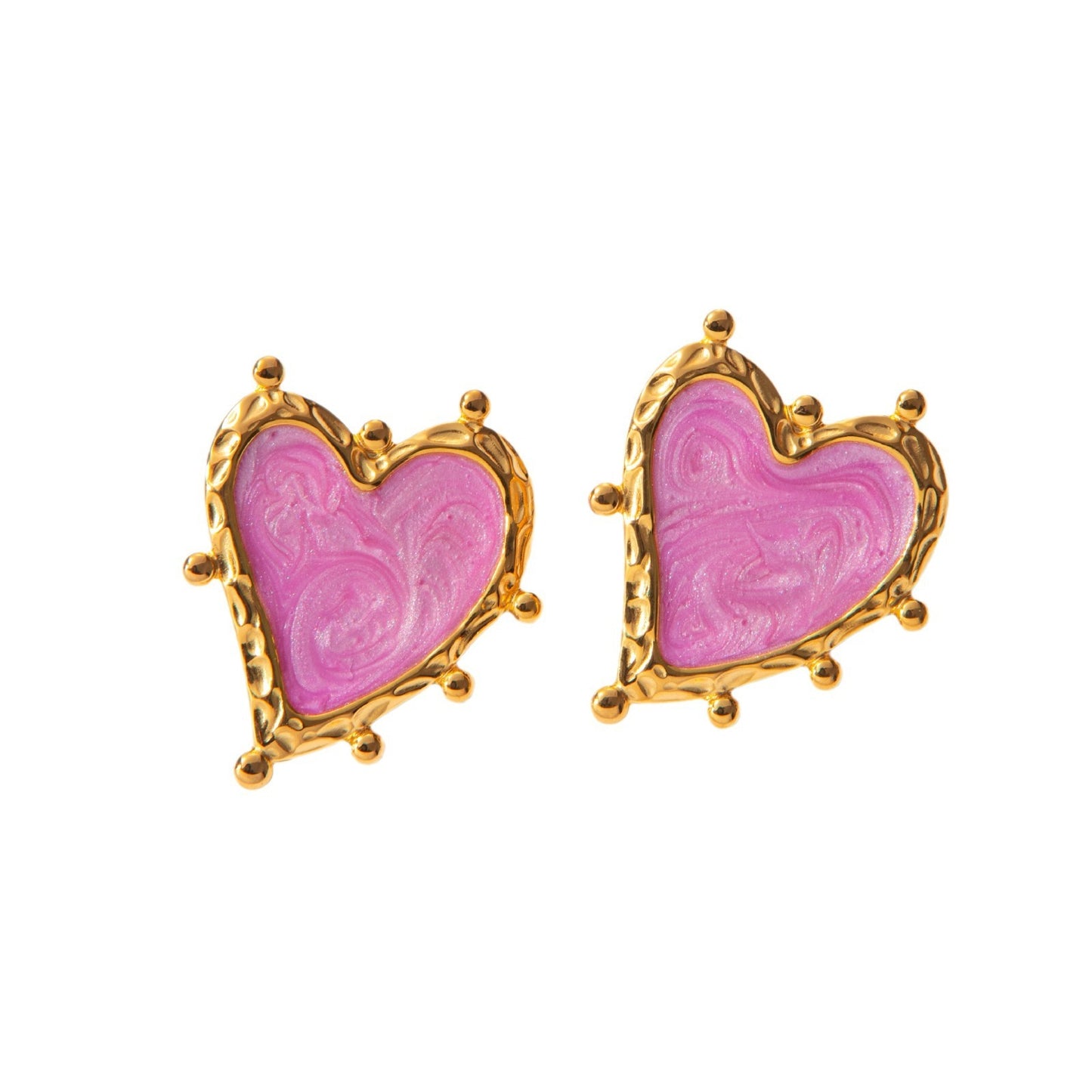 Violet Charm: Retro Stainless Steel Love Earrings
