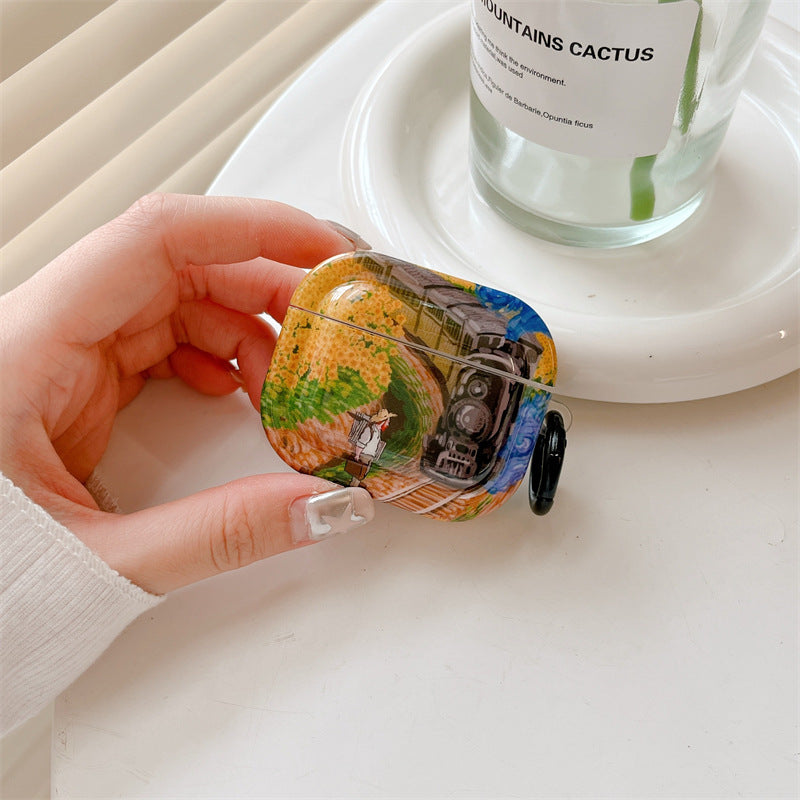 Sunflower Serenity: Van Gogh-Inspired Bluetooth Earplug Protective Case