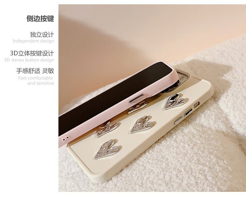 Shimmer Heart: Pleated Metallic Electroplating Mobile Phone Shell