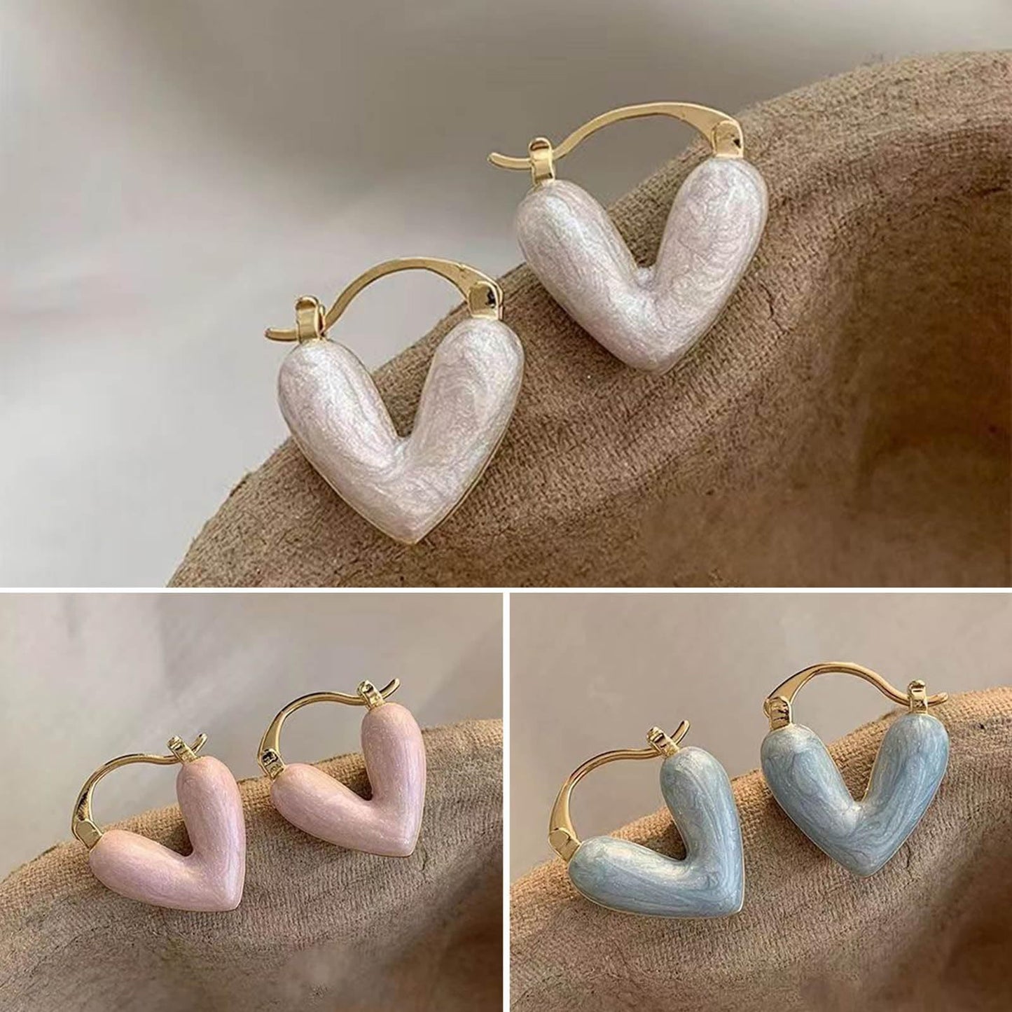 Heart Charm: Fashion Drop Earrings with Enamel Pendant