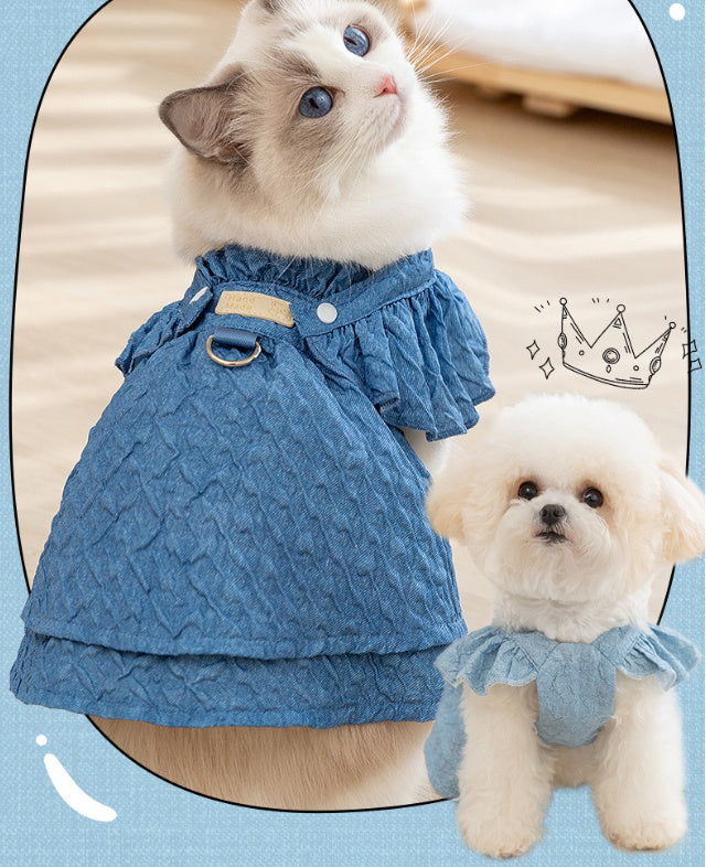 Classic Cool: Thin Denim Dress for Small Dogs and Cats