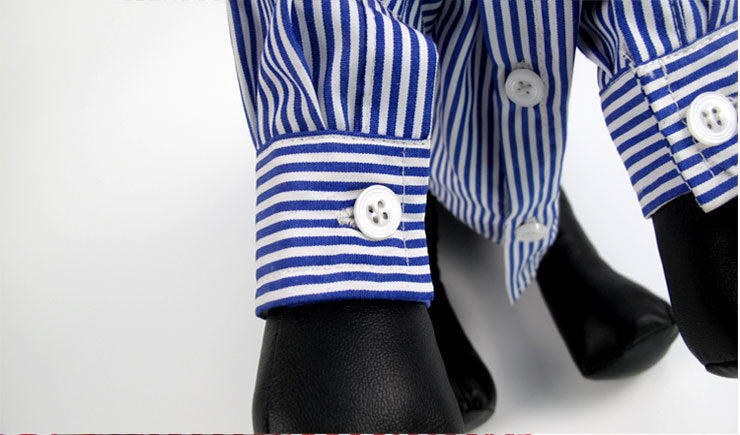Stripe Chic: Puff Sleeve Collared Shirt for Pets