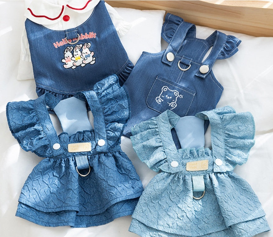 Classic Cool: Thin Denim Dress for Small Dogs and Cats