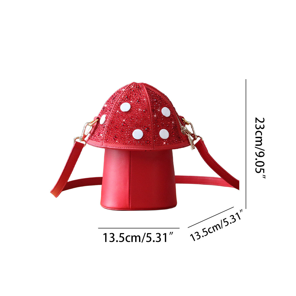 Mushroom Sparkle: Cute Fashion Diamond Cross-Shoulder Bag
