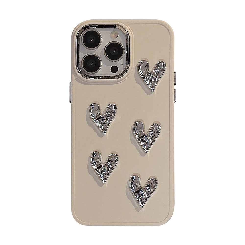 Shimmer Heart: Pleated Metallic Electroplating Mobile Phone Shell