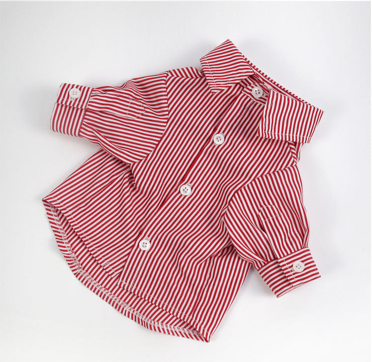 Stripe Chic: Puff Sleeve Collared Shirt for Pets