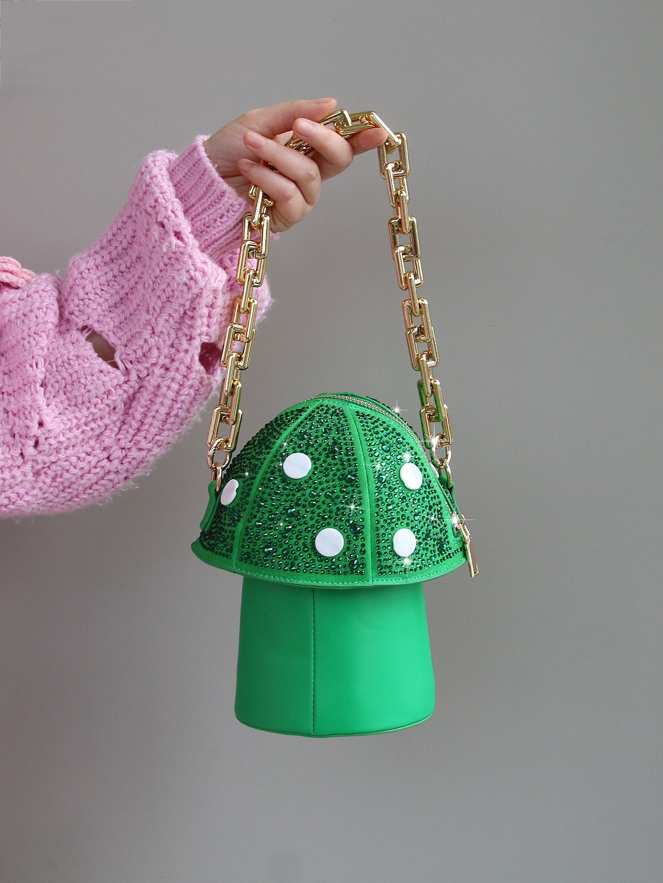 Mushroom Sparkle: Cute Fashion Diamond Cross-Shoulder Bag
