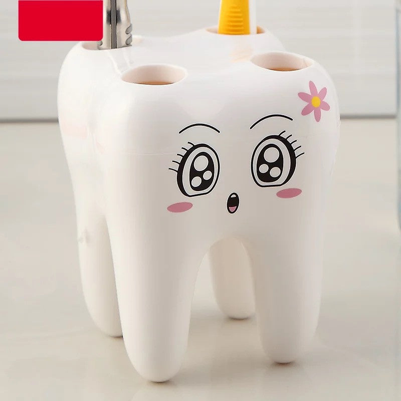 Toothy Grin: Cartoon Tooth-Shaped Toothbrush Holder