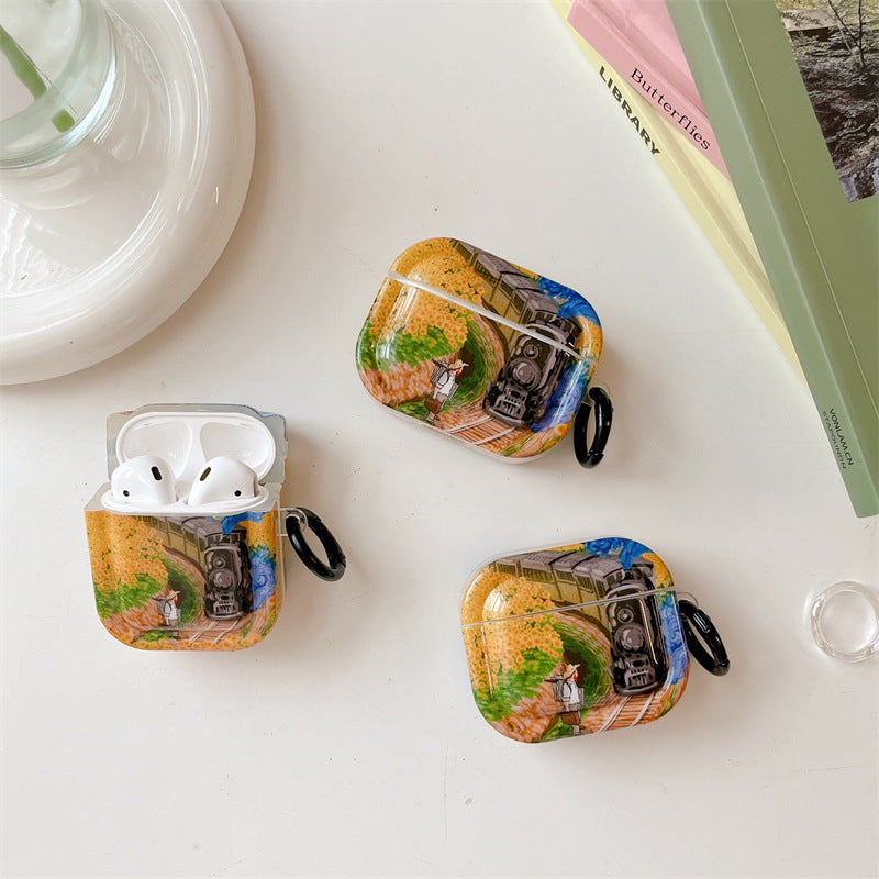 Sunflower Serenity: Van Gogh-Inspired Bluetooth Earplug Protective Case
