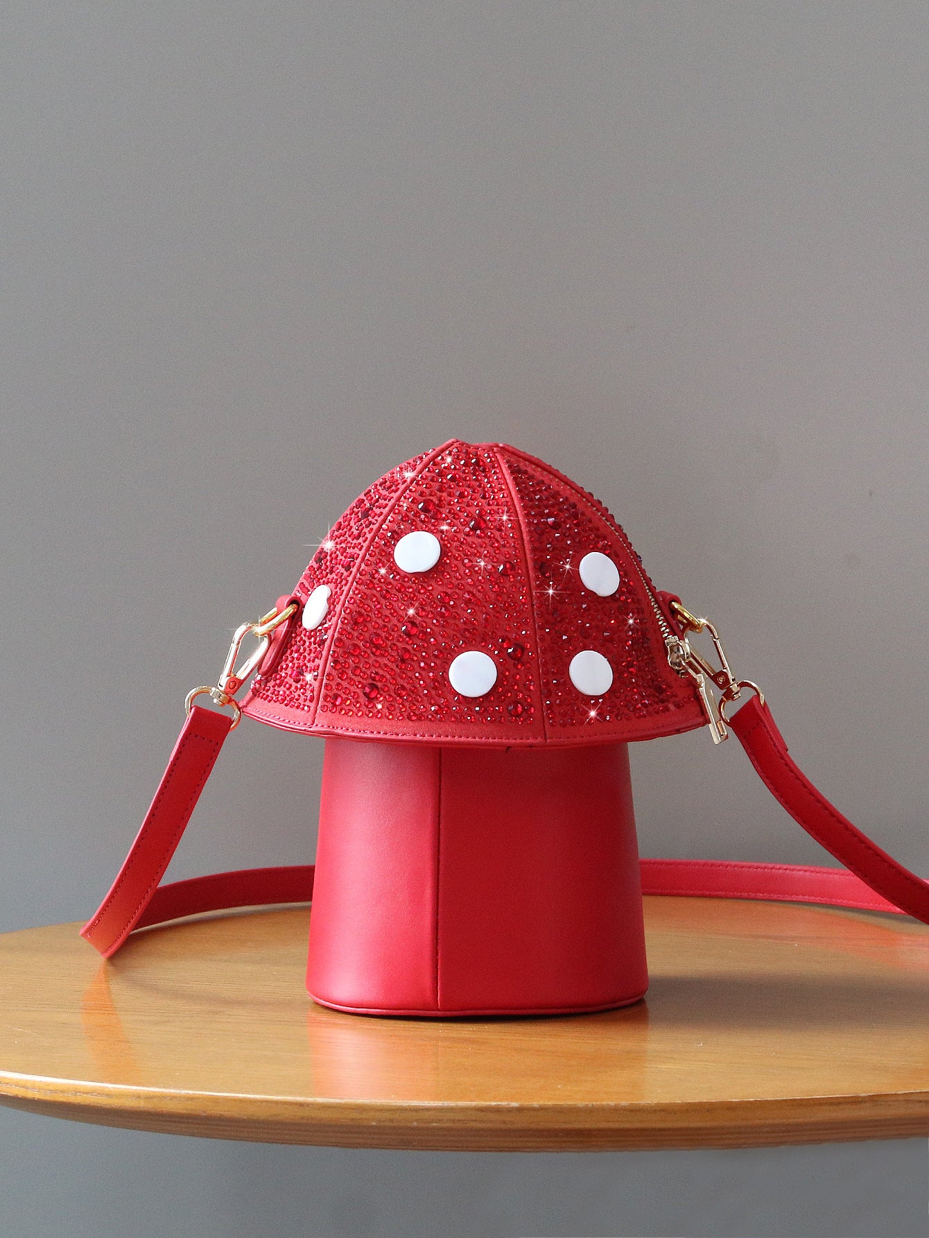 Mushroom Sparkle: Cute Fashion Diamond Cross-Shoulder Bag
