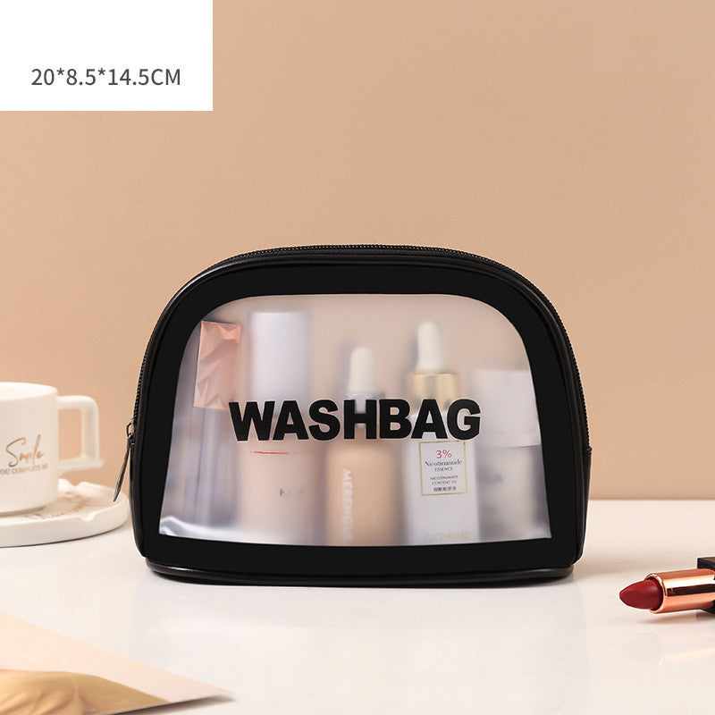 Clear Elegance: PU Transparent Three-Piece Makeup and Wash Bag Set - Large Capacity