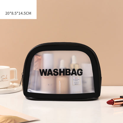 Clear Elegance: PU Transparent Three-Piece Makeup and Wash Bag Set - Large Capacity