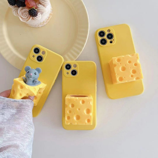 Cheesy Companion: Cute Cheese Mouse Fashion Phone Case