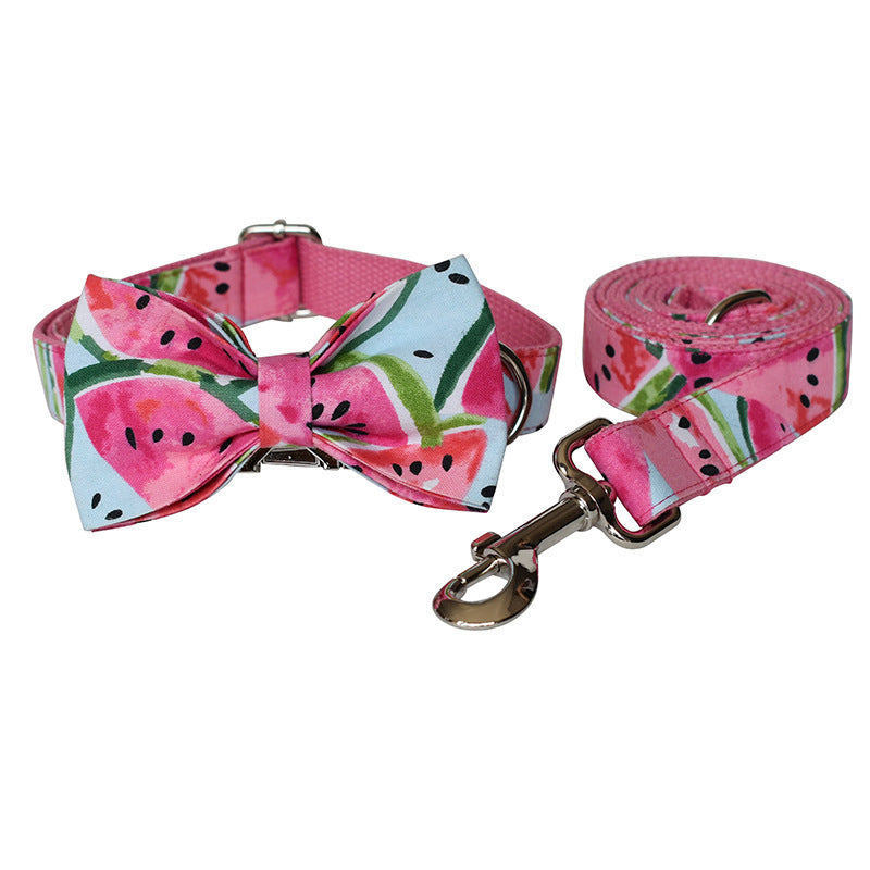 Melon Tails: Watermelon Print Cute Dog Collar and Leash