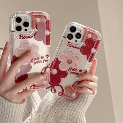 Vintage Bloom: Retro Red Flower Oil Painting Phone Case