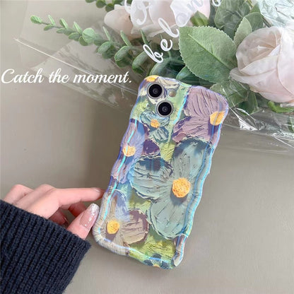 Vintage Bloom: Retro Oil Painting Blu-ray Flower Phone Case