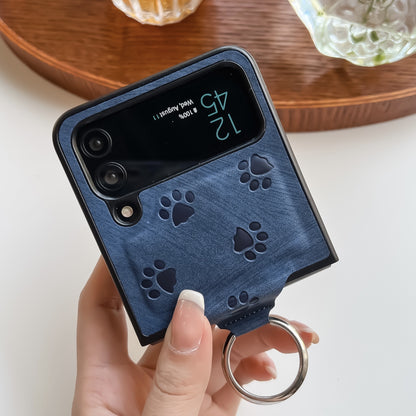 Pawfect Protection: Paw Frosted Ring Folding Phone Case for Samsung Z Flip