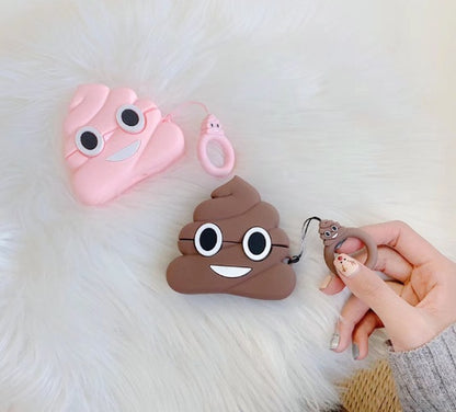 Playful Poop Emoji: Soft Silicone AirPods Cover