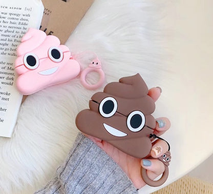 Playful Poop Emoji: Soft Silicone AirPods Cover