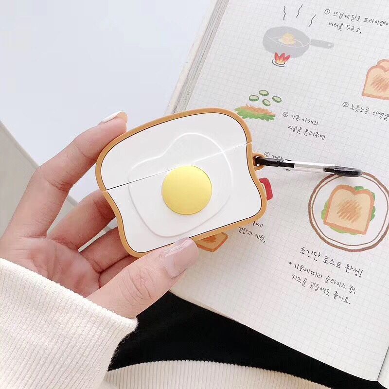 Breakfast Buddy: Bread and Egg Silicone AirPods Case