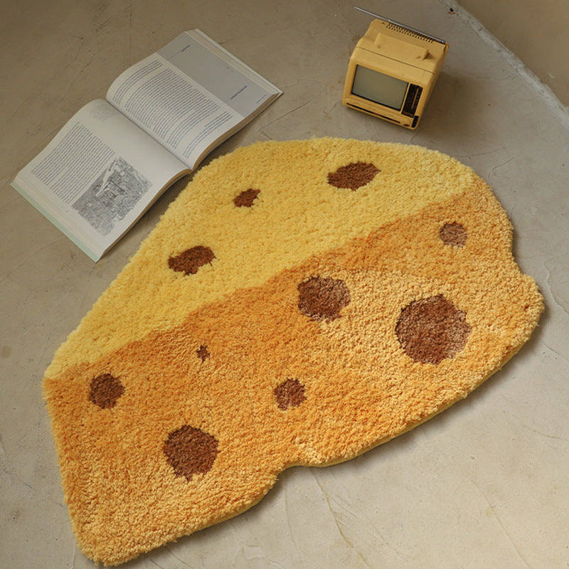 Cheesy Charm: Adorable Cartoon Cheese Bedroom Mat