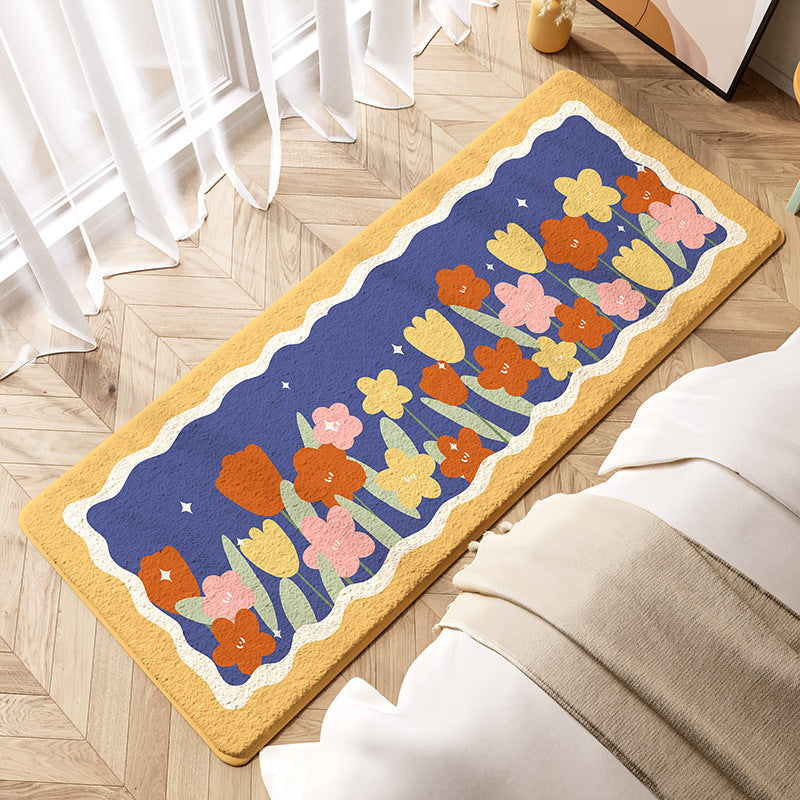 Snug Strip: Charming Bedside Rug for Cozy Bedrooms