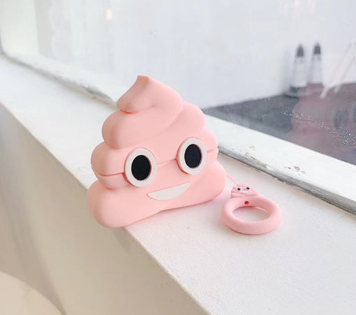 Playful Poop Emoji: Soft Silicone AirPods Cover