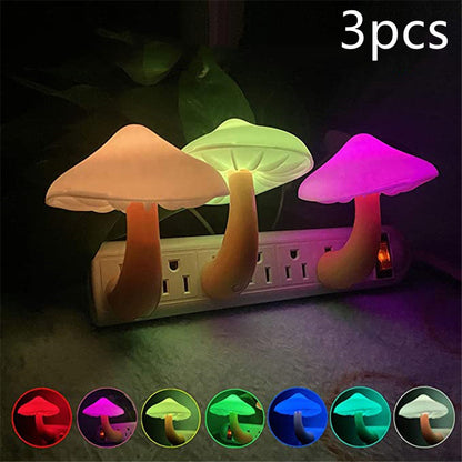 Mushroom Magic: LED Wall Socket Sensor Night Light