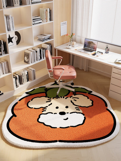 Whimsical Wheel: Cartoon Circular Bedroom Carpet