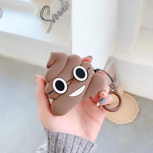 Playful Poop Emoji: Soft Silicone AirPods Cover