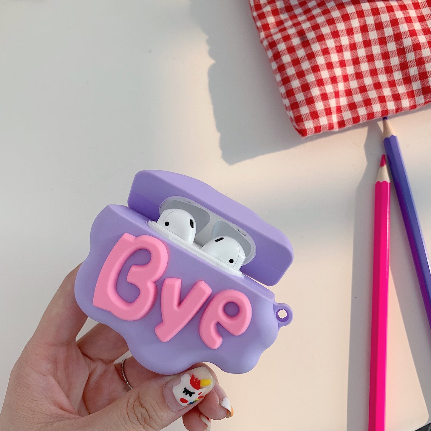 Cloud Conversations: Hi Bye Pink and Purple AirPods Cover