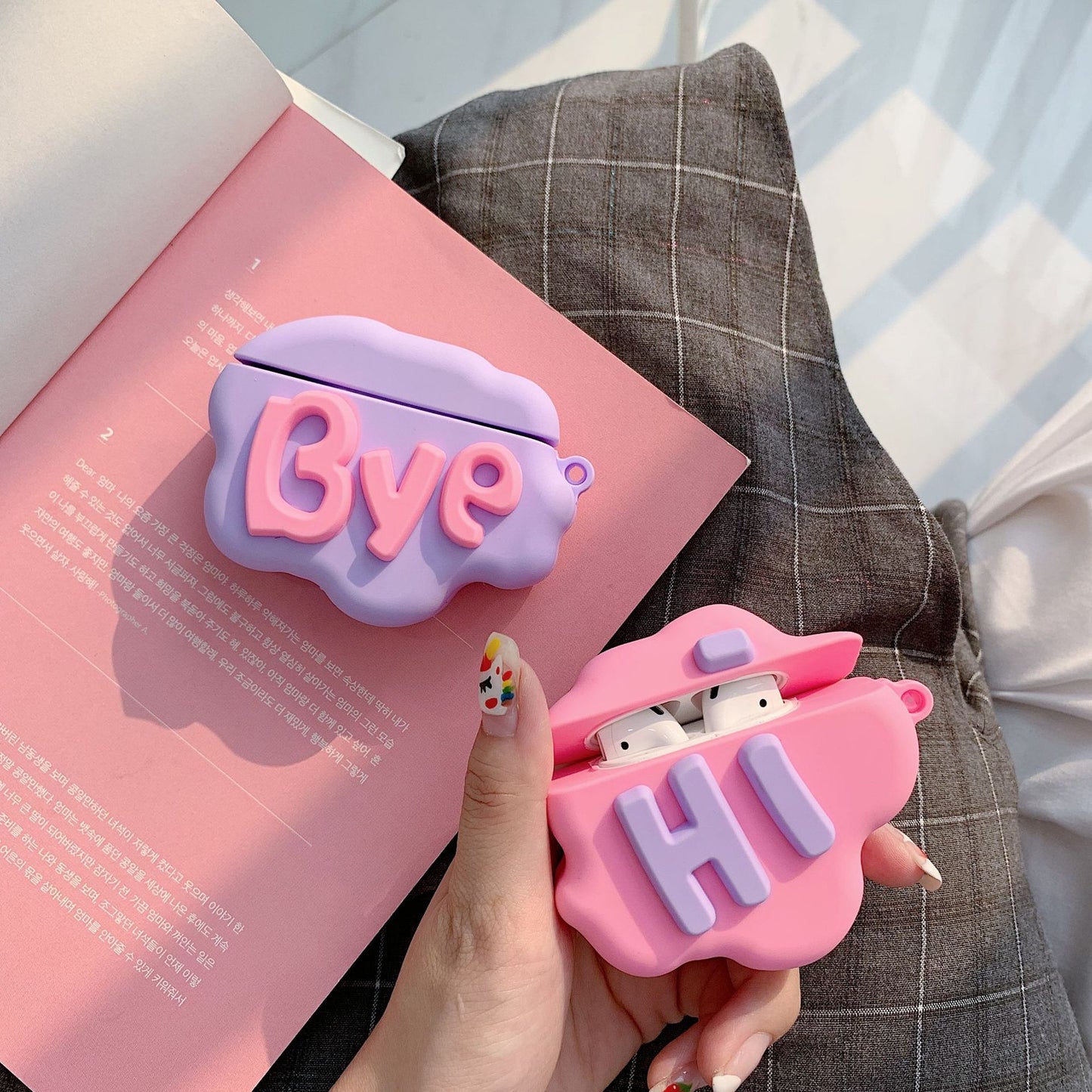 Cloud Conversations: Hi Bye Pink and Purple AirPods Cover