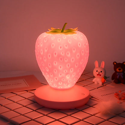 Sweet Strawberry Nightlight: USB Chargeable with Three Brightness Settings