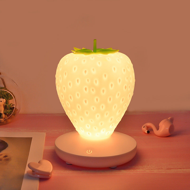 Sweet Strawberry Nightlight: USB Chargeable with Three Brightness Settings