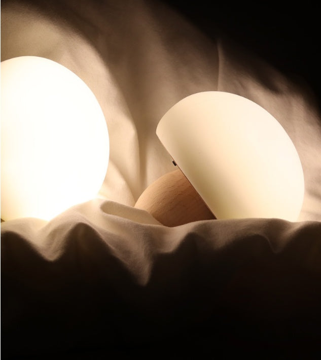 Mushroom Magic: Adjustable Brightness Silicone LED Night Lamp with Wooden Base