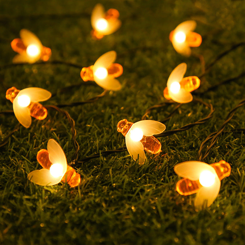 Buzzy Brights: Bee-themed LED Outdoor Solar String Lights"