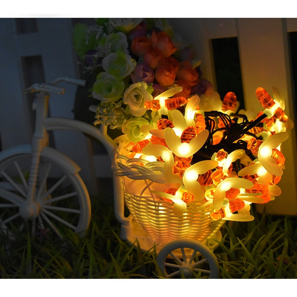 Buzzy Brights: Bee-themed LED Outdoor Solar String Lights"