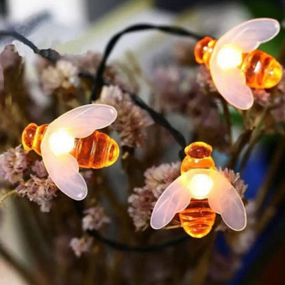 Buzzy Brights: Bee-themed LED Outdoor Solar String Lights"